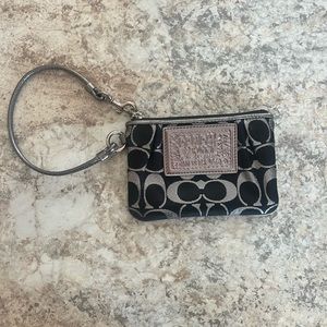 Coach wristlet, black and silver